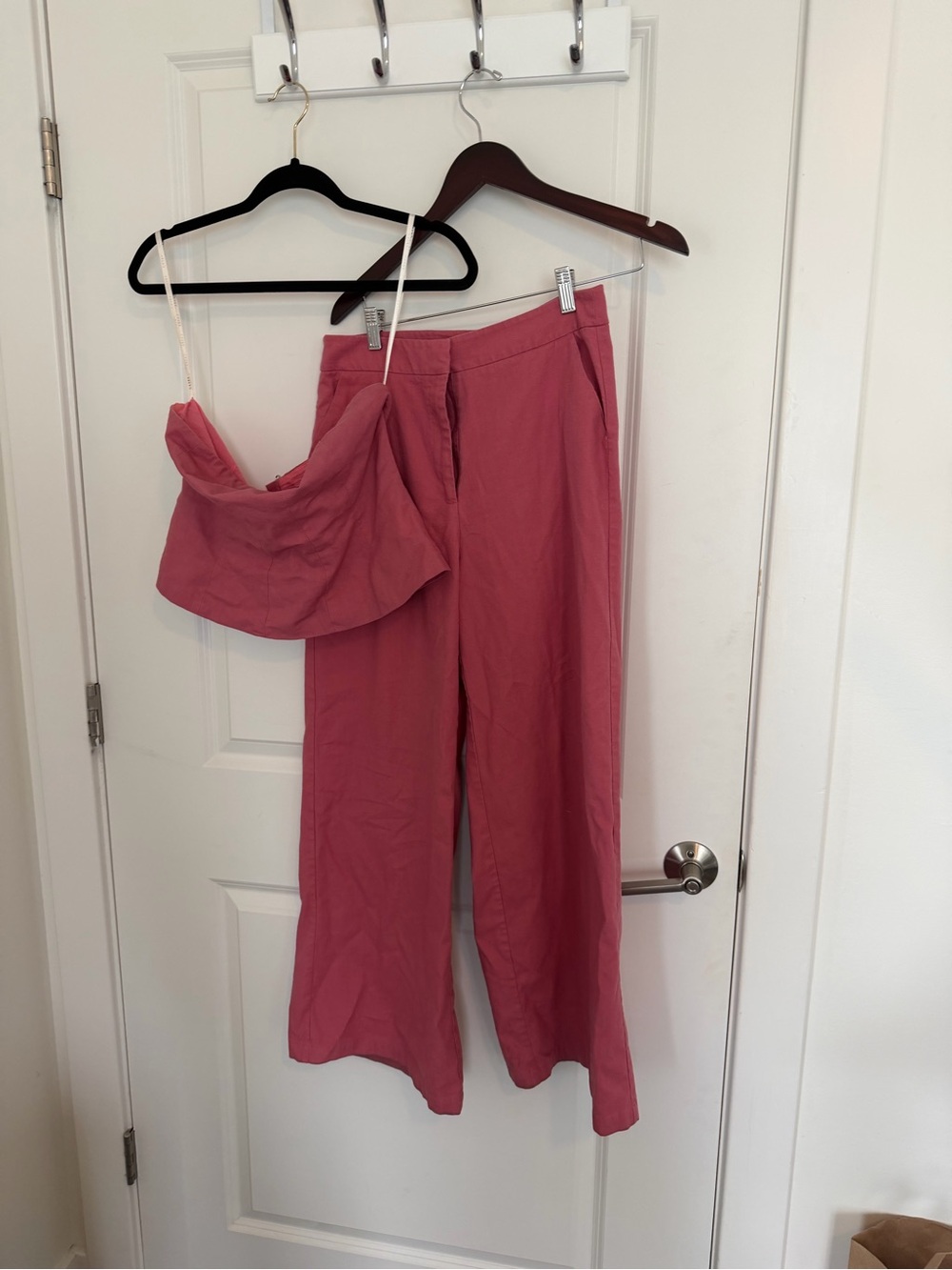 Women’s High-Waist Wide-Leg Pants & Cropped Cami Set — Rose Pink